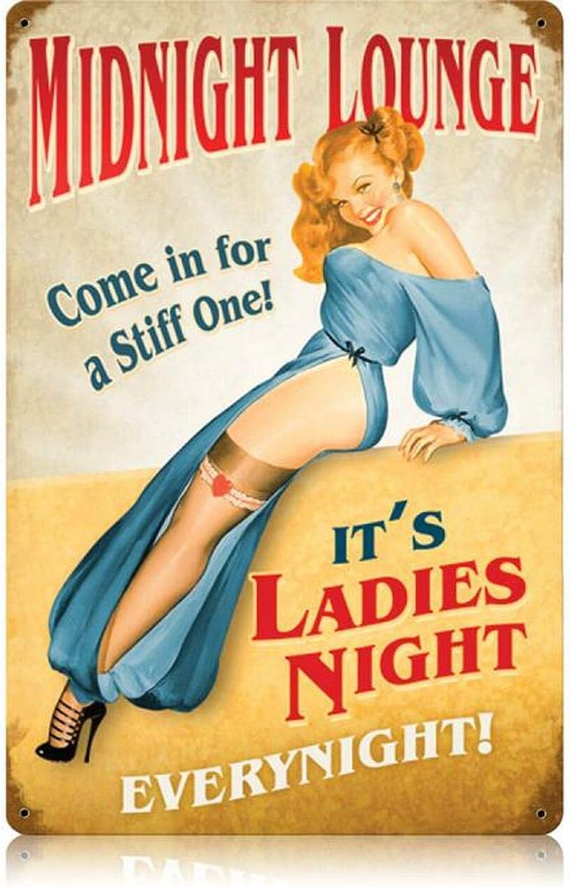 Home Bar Lounge - Y1,Vintage Metal Tin Sign Midnight Lounge