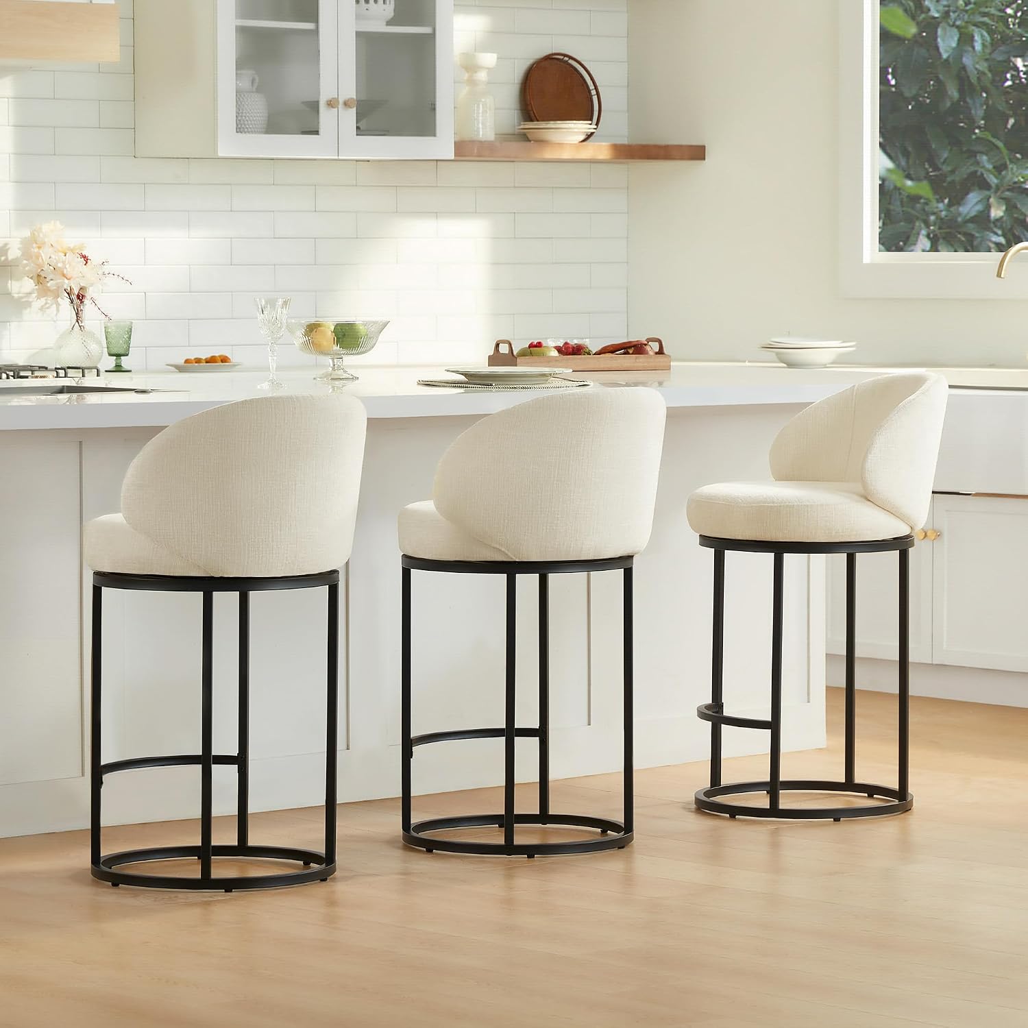 Home Bar Stools - Upholstered Swivel Bar Stools Set of