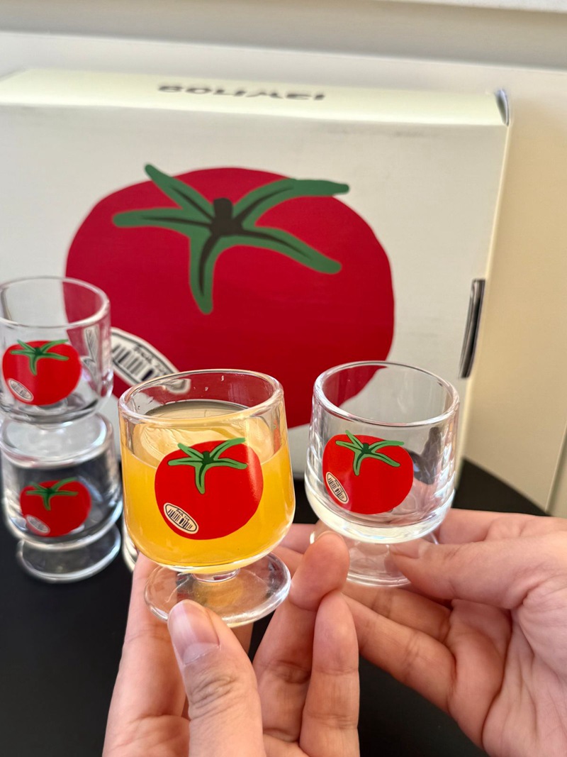 Highball Glass Set - Cute Tomato Highball Glasses Set Korean