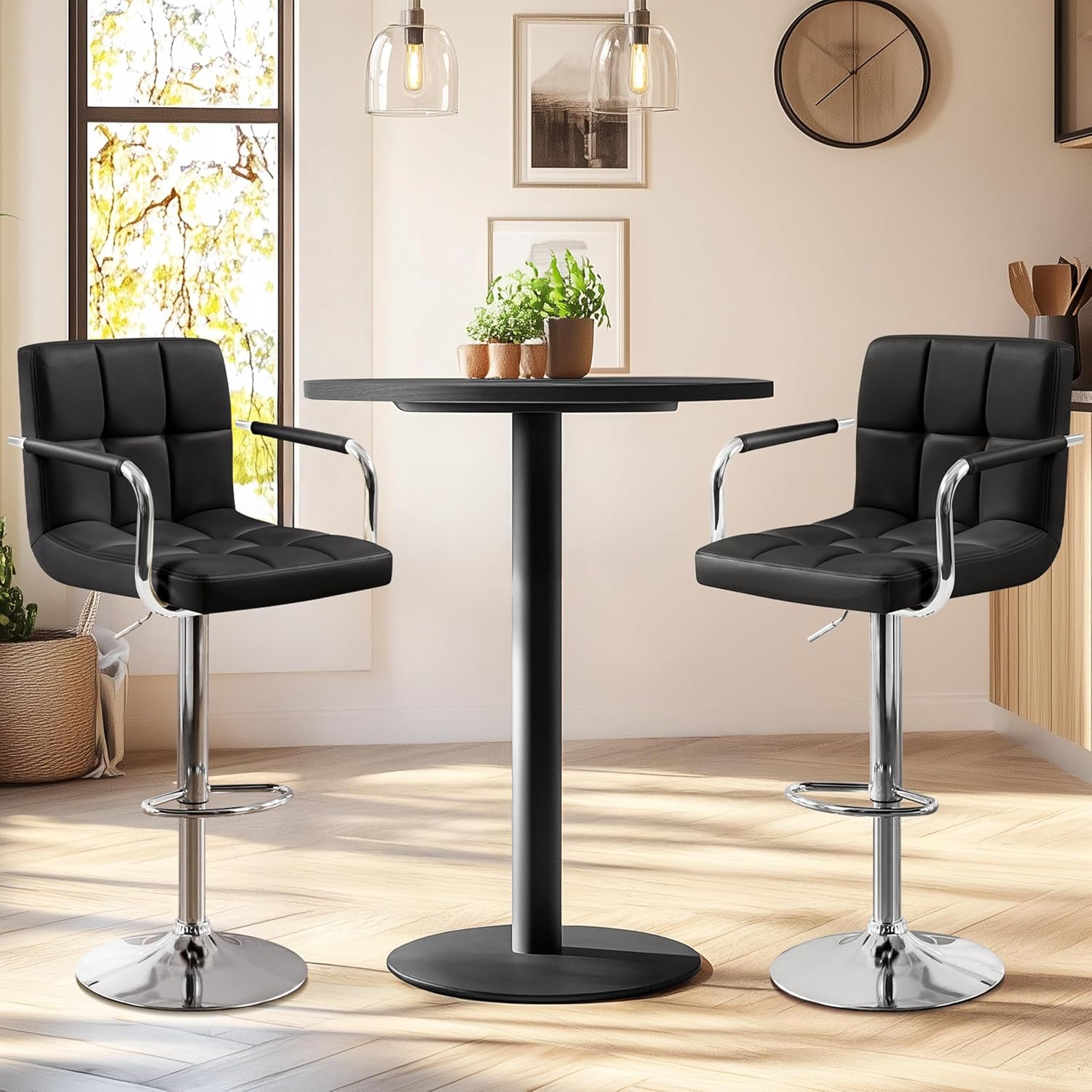 Bar Stools Set Of 2, PU Leathe - Home Bar Stools review and price