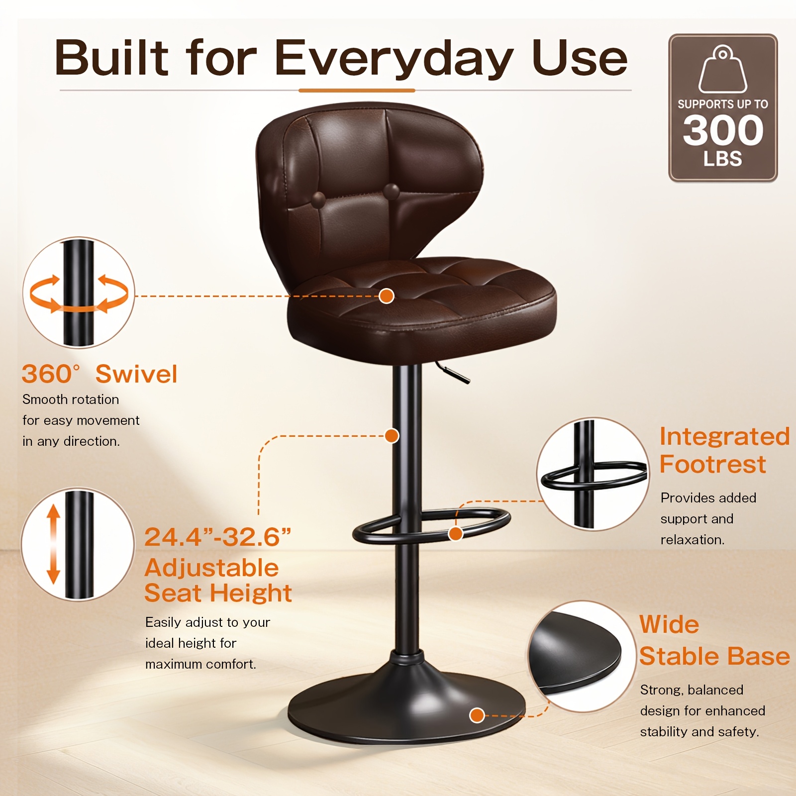 Swivel Height Adjustable Bar S - Home Bar Stools review and price