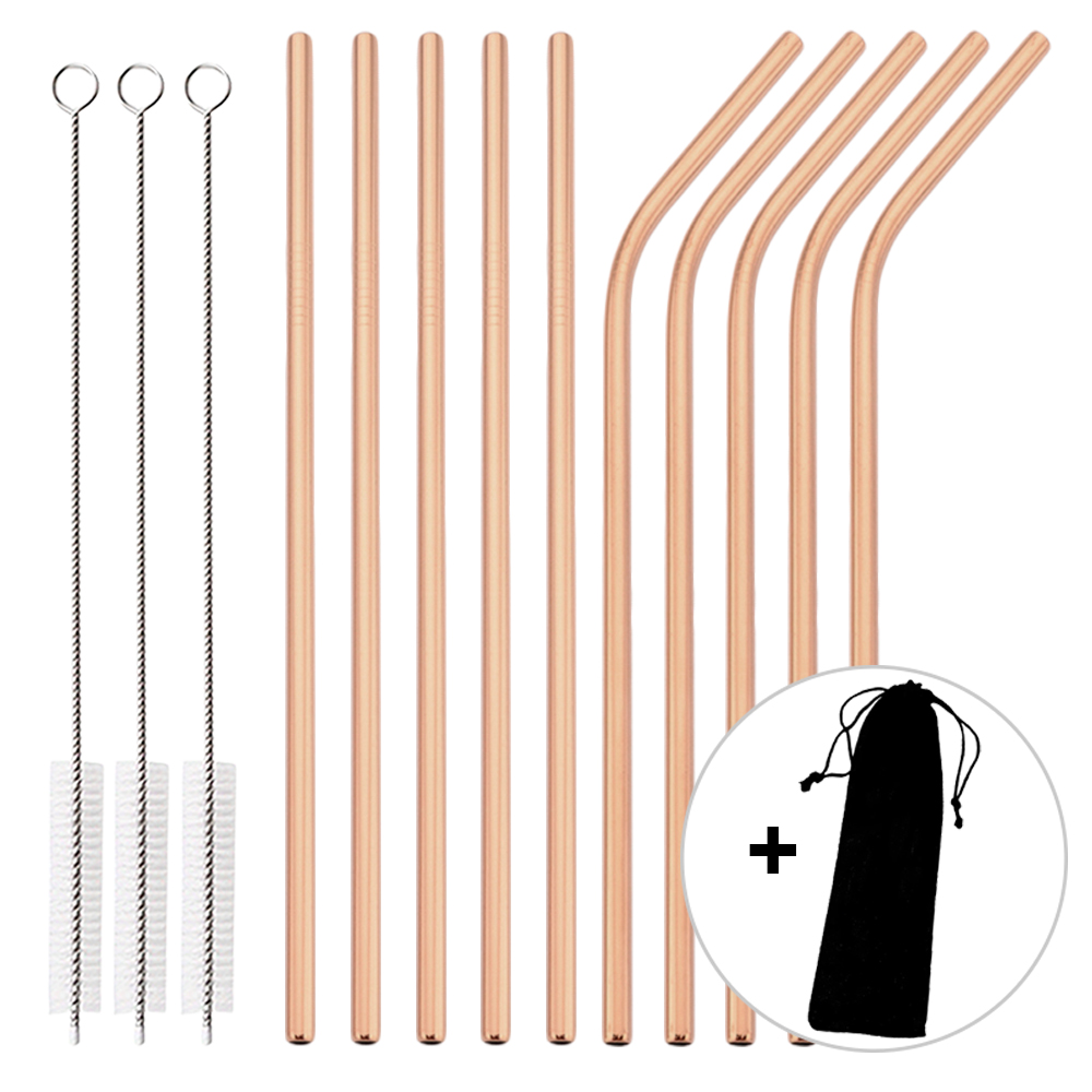 14Pcs Reusable Rose Gold Straw - Home Bar Set review and price