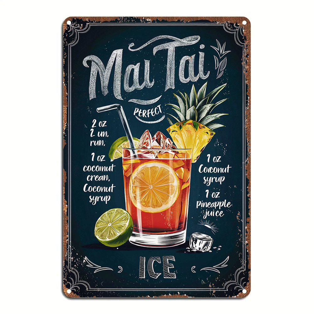 1pc Vintage Mai Tai Recipe Ing - Home Bar Lounge review and price