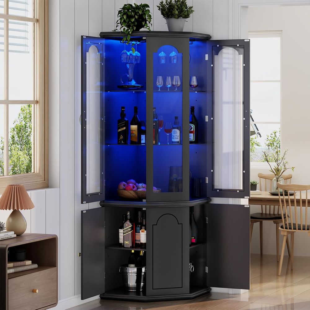 Illuminated Bar Cabinet with T - Home Bar Shelves review and price